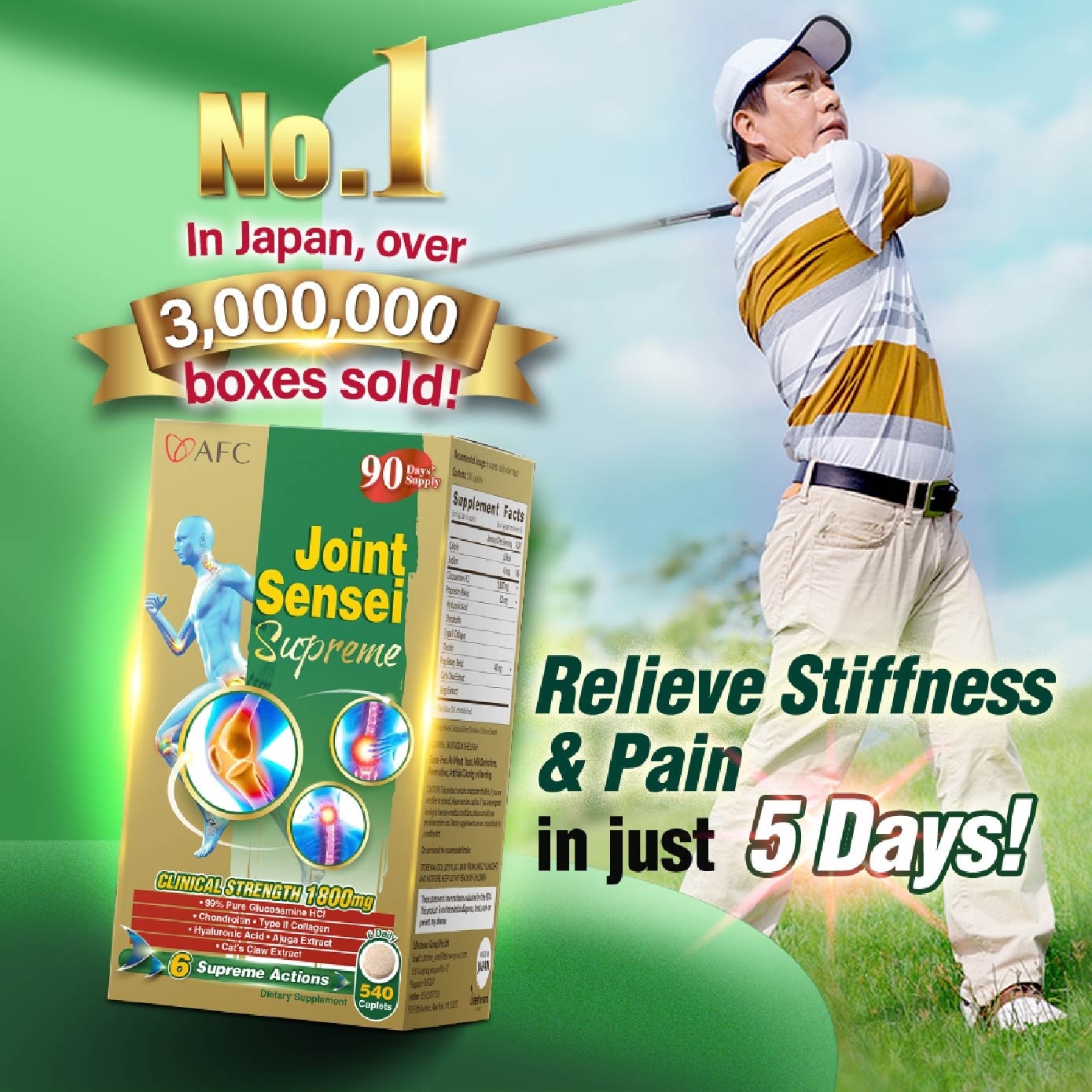 Joint Sensei Supreme Glucosamine Chondroitin Collagen Joint Supplement Tablet 540s