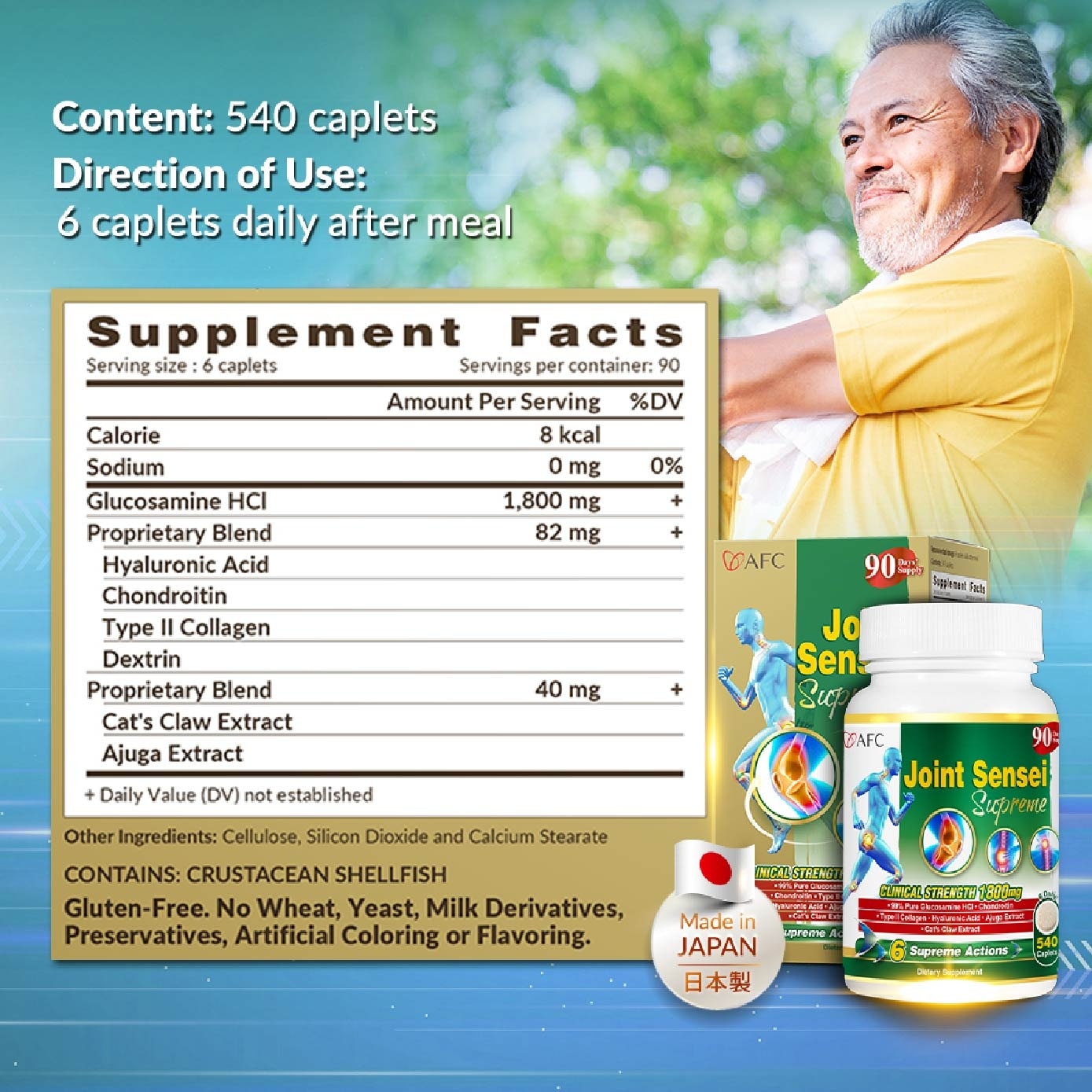 Joint Sensei Supreme Glucosamine Chondroitin Collagen Joint Supplement Tablet 540s