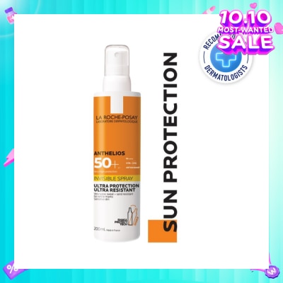 LA ROCHE-POSAY Anthelios Invisible Spray SFP50+ (Broad Spectrum UVB & UVA Facial Sunscreen for Sensitive Skin) 200ml