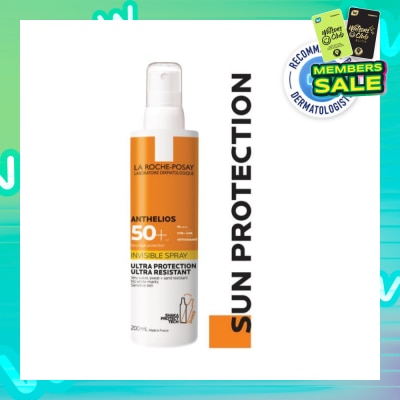 LA ROCHE-POSAY Anthelios Invisible Spray SFP50+ (Broad Spectrum UVB & UVA Facial Sunscreen for Sensitive Skin) 200ml