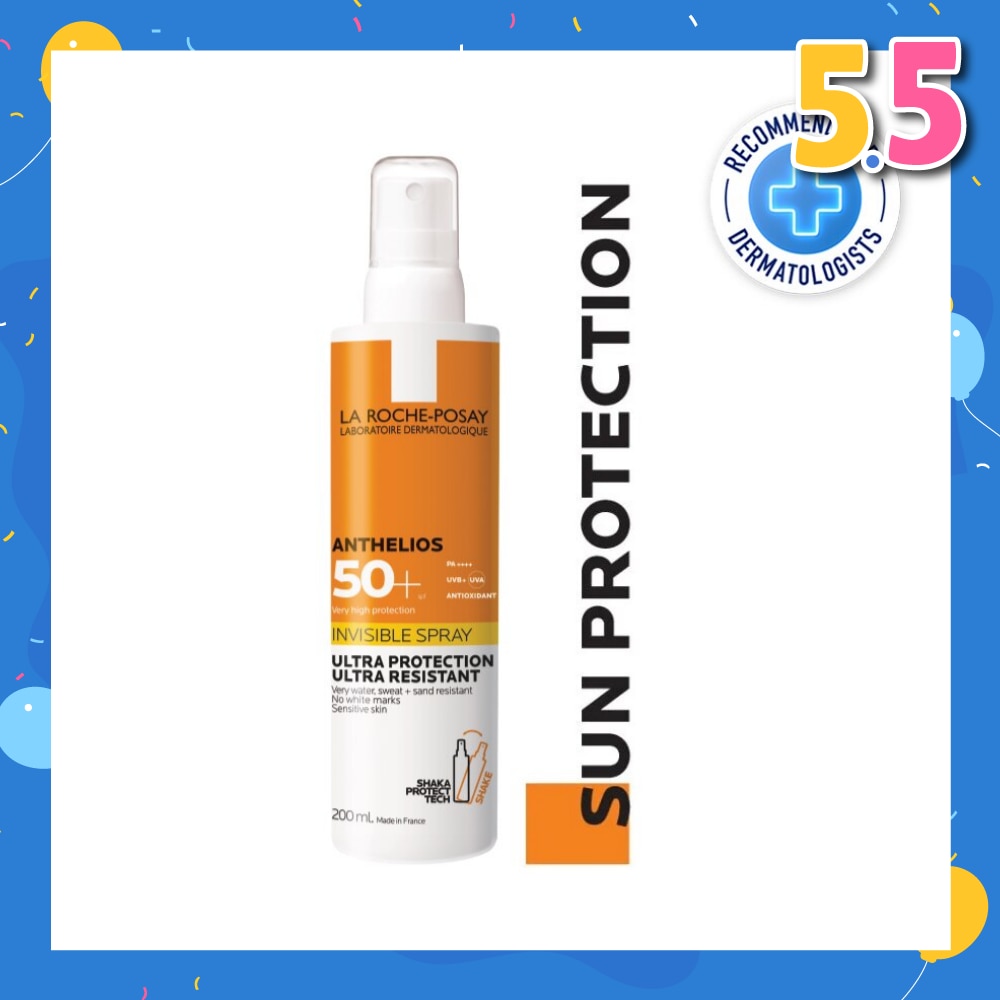 Anthelios Invisible Spray SFP50+ (Broad Spectrum UVB & UVA Facial Sunscreen for Sensitive Skin) 200ml