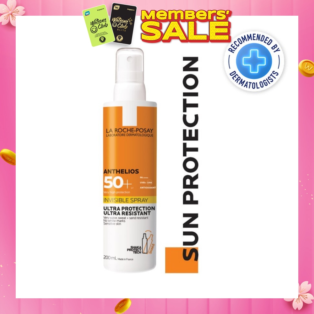 Anthelios Invisible Spray SFP50+ (Broad Spectrum UVB & UVA Facial Sunscreen for Sensitive Skin) 200ml