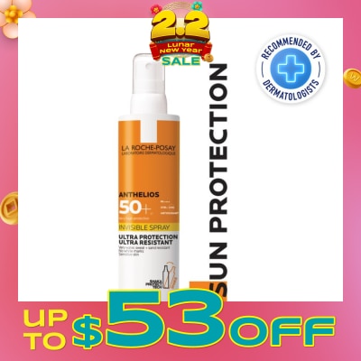 LA ROCHE-POSAY Anthelios Invisible Spray SFP50+ (Broad Spectrum UVB & UVA Facial Sunscreen for Sensitive Skin) 200ml