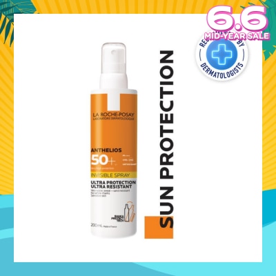 LA ROCHE-POSAY Anthelios Invisible Spray SFP50+ (Broad Spectrum UVB & UVA Facial Sunscreen for Sensitive Skin) 200ml