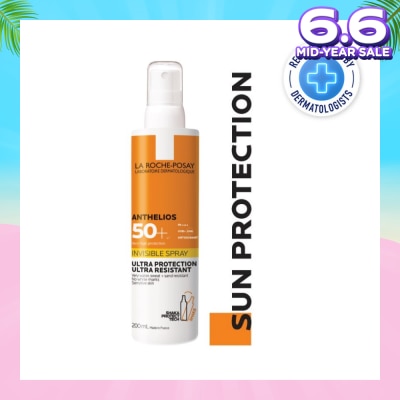 LA ROCHE-POSAY Anthelios Invisible Spray SFP50+ (Broad Spectrum UVB & UVA Facial Sunscreen for Sensitive Skin) 200ml