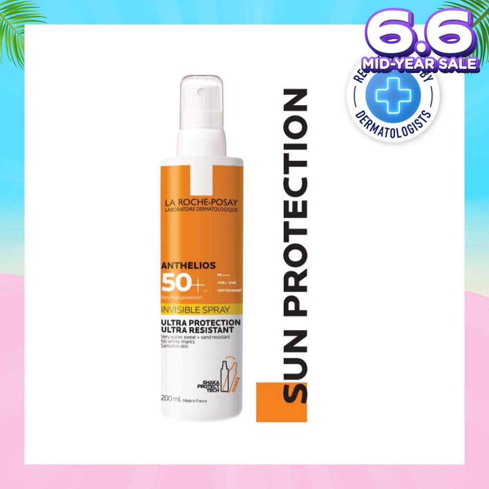 Anthelios Invisible Spray SFP50+ (Broad Spectrum UVB & UVA Facial Sunscreen for Sensitive Skin) 200ml