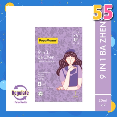 POPOMAMA 9 In 1 Ba Zhen Herbal Beverage Liquid Sachet (To Relieve PMS & Cramps, Nourish Qi & Blood, Beautiful Skin & Complexion, Boost Energy & Immunity, Calm Mind & Relaxation) 7s