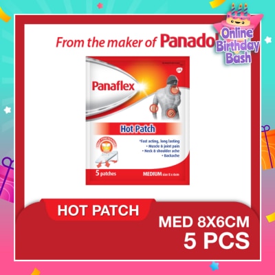 PANAFLEX Hot Medium Patch 8x6cm (To Relief Muscle & Joint Pain, Neck & Shoulder Ache & Backache) 5s