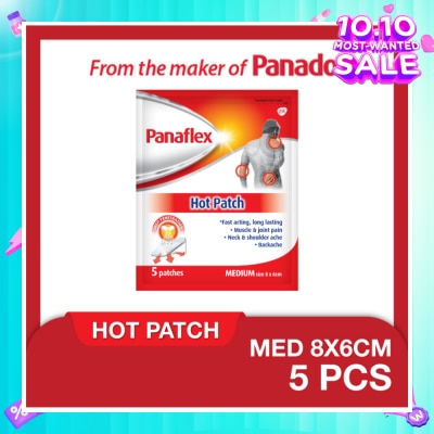 PANAFLEX Hot Medium Patch 8x6cm (To Relief Muscle & Joint Pain, Neck & Shoulder Ache & Backache) 5s