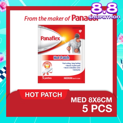 PANAFLEX Hot Medium Patch 8x6cm (To Relief Muscle & Joint Pain, Neck & Shoulder Ache & Backache) 5s