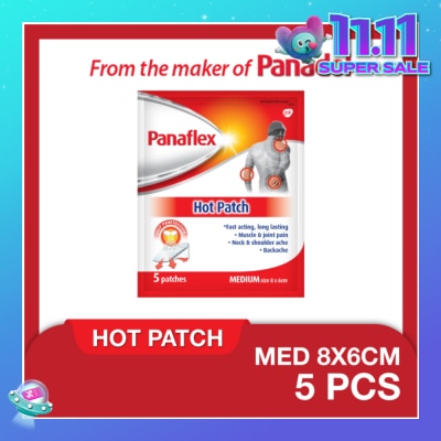 PANAFLEX Hot Medium Patch 8x6cm (To Relief Muscle & Joint Pain, Neck & Shoulder Ache & Backache) 5s