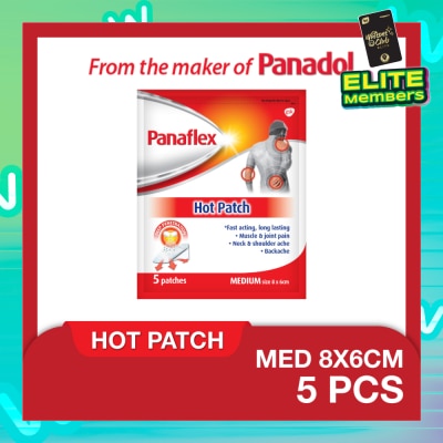 PANAFLEX Hot Medium Patch 8x6cm (To Relief Muscle & Joint Pain, Neck & Shoulder Ache & Backache) 5s