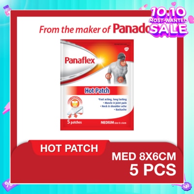 PANAFLEX Hot Medium Patch 8x6cm (To Relief Muscle & Joint Pain, Neck & Shoulder Ache & Backache) 5s