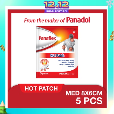 PANAFLEX Hot Medium Patch 8x6cm (To Relief Muscle & Joint Pain, Neck & Shoulder Ache & Backache) 5s