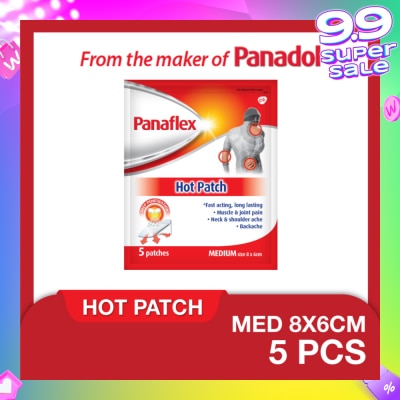 PANAFLEX Hot Medium Patch 8x6cm (To Relief Muscle & Joint Pain, Neck & Shoulder Ache & Backache) 5s