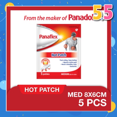 PANAFLEX Hot Medium Patch 8x6cm (To Relief Muscle & Joint Pain, Neck & Shoulder Ache & Backache) 5s