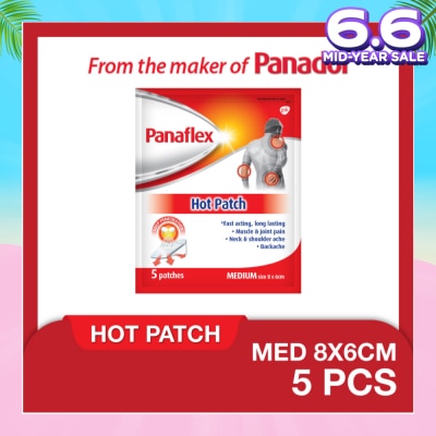 PANAFLEX Hot Medium Patch 8x6cm (To Relief Muscle & Joint Pain, Neck & Shoulder Ache & Backache) 5s
