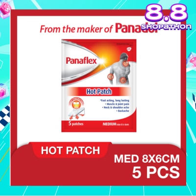 PANAFLEX Hot Medium Patch 8x6cm (To Relief Muscle & Joint Pain, Neck & Shoulder Ache & Backache) 5s