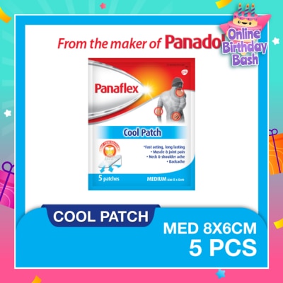 PANAFLEX Cool Medium Patch 8x6cm (To Relief Muscle & Joint Pain, Neck & Shoulder Ache & Backache) 5s