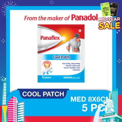 PANAFLEX Cool Medium Patch 8x6cm (To Relief Muscle & Joint Pain, Neck & Shoulder Ache & Backache) 5s