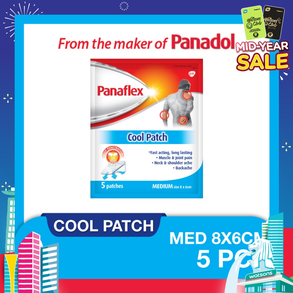 Cool Medium Patch 8x6cm (To Relief Muscle & Joint Pain, Neck & Shoulder Ache & Backache) 5s