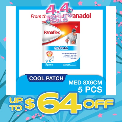 PANAFLEX - Cool Medium Patch 8x6cm (To Relief Muscle & Joint Pain, Neck & Shoulder Ache & Backache) 5s