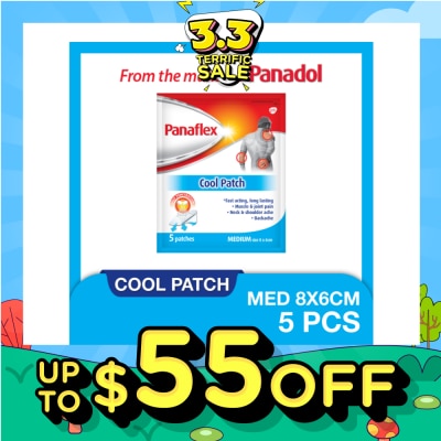 PANAFLEX Cool Medium Patch 8x6cm (To Relief Muscle & Joint Pain, Neck & Shoulder Ache & Backache) 5s