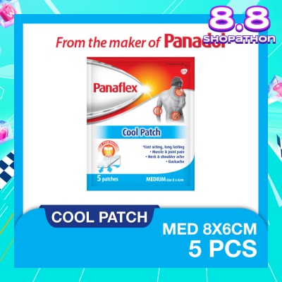 PANAFLEX Cool Medium Patch 8x6cm (To Relief Muscle & Joint Pain, Neck & Shoulder Ache & Backache) 5s