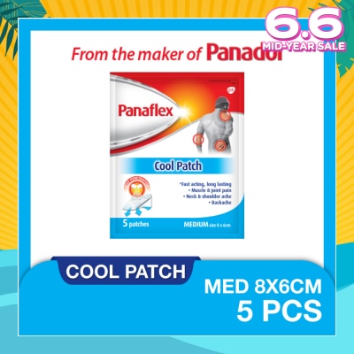 PANAFLEX Cool Medium Patch 8x6cm (To Relief Muscle & Joint Pain, Neck & Shoulder Ache & Backache) 5s
