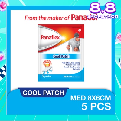 PANAFLEX Cool Medium Patch 8x6cm (To Relief Muscle & Joint Pain, Neck & Shoulder Ache & Backache) 5s