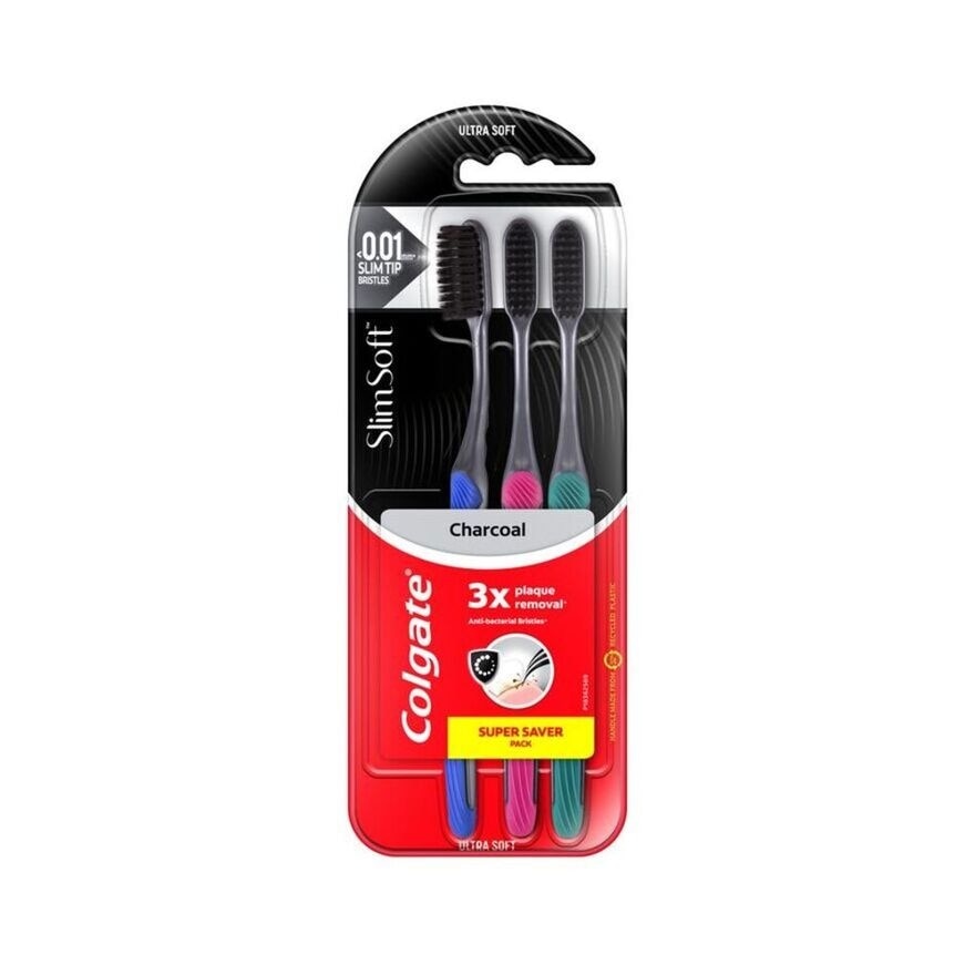 Slim Soft Charcoal Toothbrush Buy 2 Free 1 Value Pack