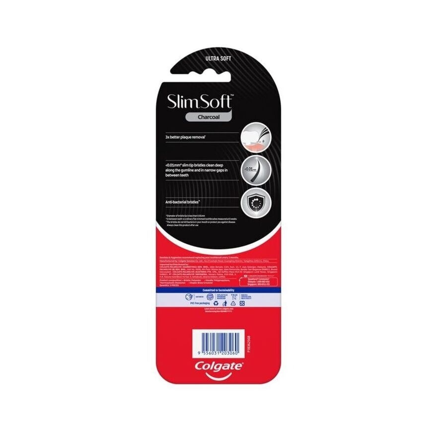 Slim Soft Charcoal Toothbrush Buy 2 Free 1 Value Pack