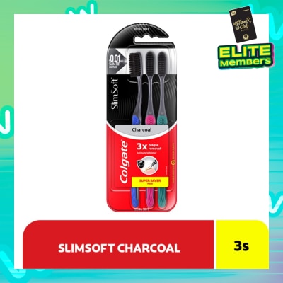 COLGATE Slim Soft Charcoal Toothbrush Buy 2 Free 1 Value Pack