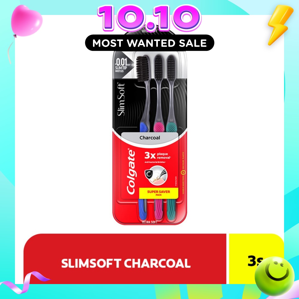 Slim Soft Charcoal Toothbrush Buy 2 Free 1 Value Pack image