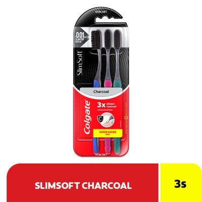 COLGATE Slim Soft Charcoal Toothbrush Buy 2 Free 1 Value Pack