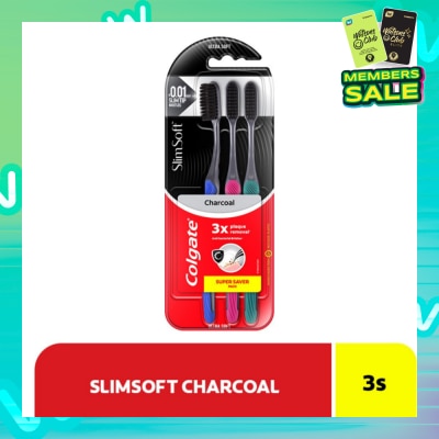 COLGATE Slim Soft Charcoal Toothbrush Buy 2 Free 1 Value Pack