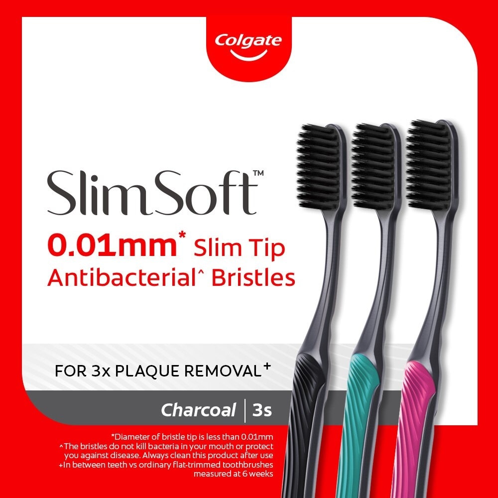 Slim Soft Charcoal Toothbrush Buy 2 Free 1 Value Pack