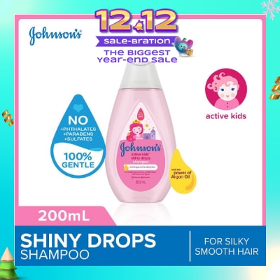 JOHNSON'S Baby Baby Active Kids Shiny Drops Shampoo With The Power Of Argan Oil (For Silky Smooth Hair) 200ml