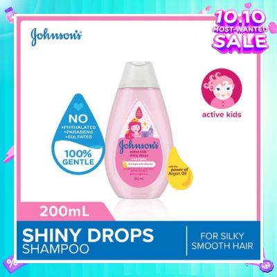 JOHNSON'S Baby Baby Active Kids Shiny Drops Shampoo With The Power Of Argan Oil (For Silky Smooth Hair) 200ml