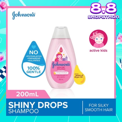 JOHNSON'S Baby Baby Active Kids Shiny Drops Shampoo With The Power Of Argan Oil (For Silky Smooth Hair) 200ml
