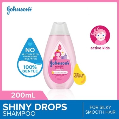 JOHNSON'S BABY Baby Active Kids Shiny Drops Shampoo With The Power Of Argan Oil (For Silky Smooth Hair) 200ml