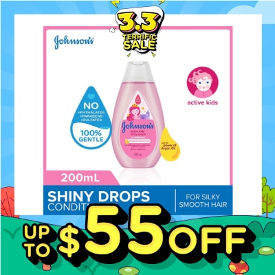 JOHNSON'S Baby Baby Active Kids Shiny Drops Conditioner With The Power Of Argan Oil (For Silky Smooth Hair) 200ml