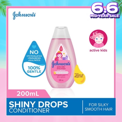 JOHNSON'S Baby Baby Active Kids Shiny Drops Conditioner With The Power Of Argan Oil (For Silky Smooth Hair) 200ml