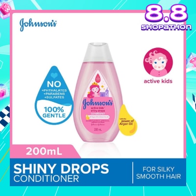 JOHNSON'S Baby Baby Active Kids Shiny Drops Conditioner With The Power Of Argan Oil (For Silky Smooth Hair) 200ml