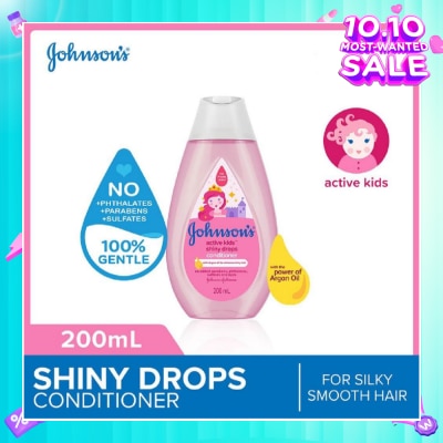 JOHNSON'S Baby Baby Active Kids Shiny Drops Conditioner With The Power Of Argan Oil (For Silky Smooth Hair) 200ml