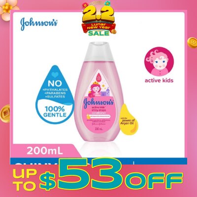 JOHNSON'S Baby Baby Active Kids Shiny Drops Conditioner With The Power Of Argan Oil (For Silky Smooth Hair) 200ml