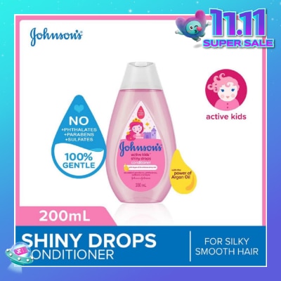JOHNSON'S Baby Baby Active Kids Shiny Drops Conditioner With The Power Of Argan Oil (For Silky Smooth Hair) 200ml
