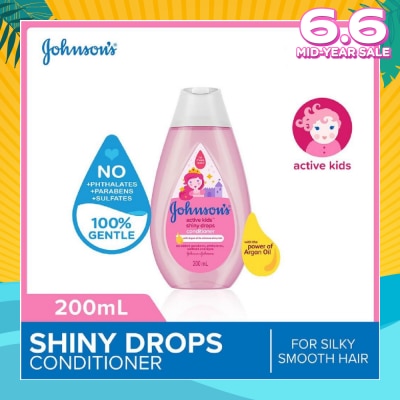 JOHNSON'S Baby Baby Active Kids Shiny Drops Conditioner With The Power Of Argan Oil (For Silky Smooth Hair) 200ml