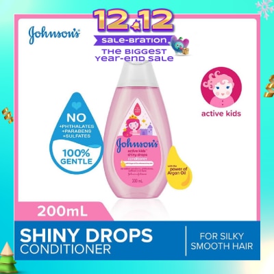 JOHNSON'S Baby Baby Active Kids Shiny Drops Conditioner With The Power Of Argan Oil (For Silky Smooth Hair) 200ml