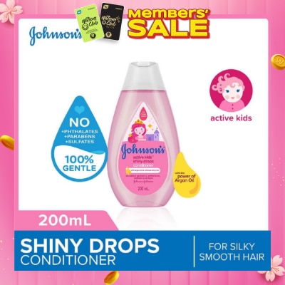 JOHNSON'S Baby Baby Active Kids Shiny Drops Conditioner With The Power Of Argan Oil (For Silky Smooth Hair) 200ml